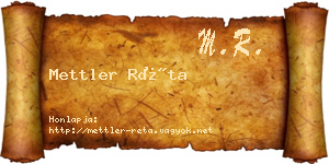Mettler Réta névjegykártya